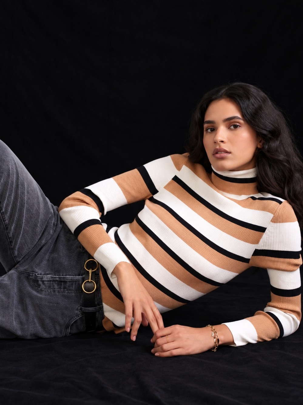 Anthropologie Maeve Striped Turtleneck Sweater